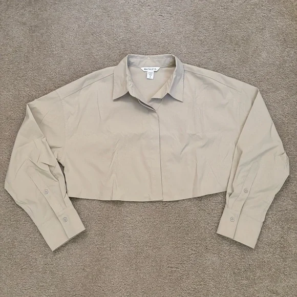 NWT Athleta Midday Ultra Cropped Shirt - Beige - Picture 3 of 8